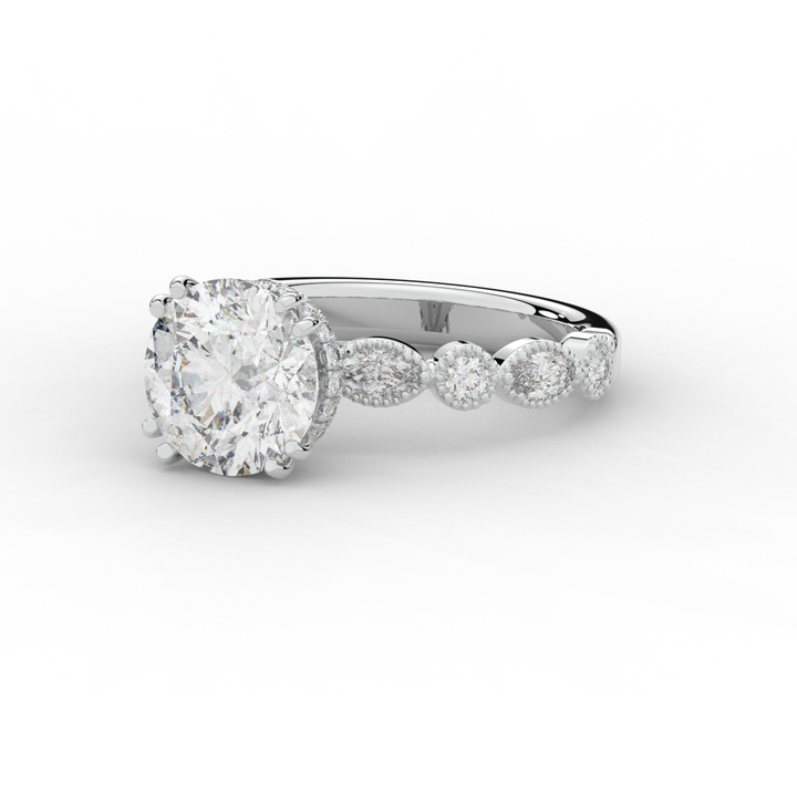 3.60CT.TW ROUND LAB DIAMOND SOLITAIRE ENGAGEMENT RING - Nazarelle