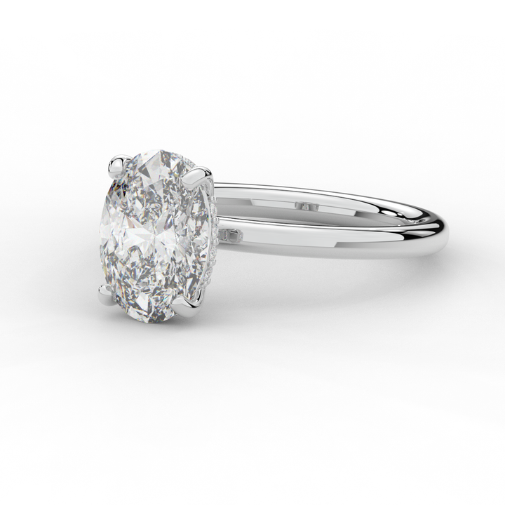 2.06CT.TW OVAL LAB DIAMOND UNDERHALO SOLIATIRE ENGAGEMENT RING - Nazarelle