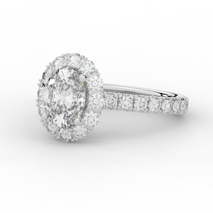 3.40CT.TW OVAL LAB DIAMOND HALO ENGAGEMENT RING - Nazarelle