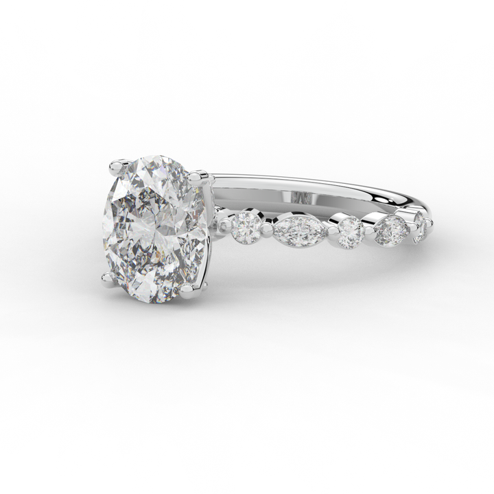 3.10CT.TW OVAL LAB DIAMOND SOLITAIRE ENGAGEMENT RING - Nazarelle