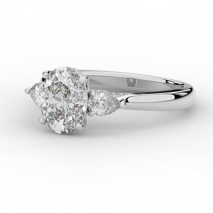 2.40CT.TW OVAL LAB DIAMOND 3 STONE ENGAGEMENT RING - Nazarelle