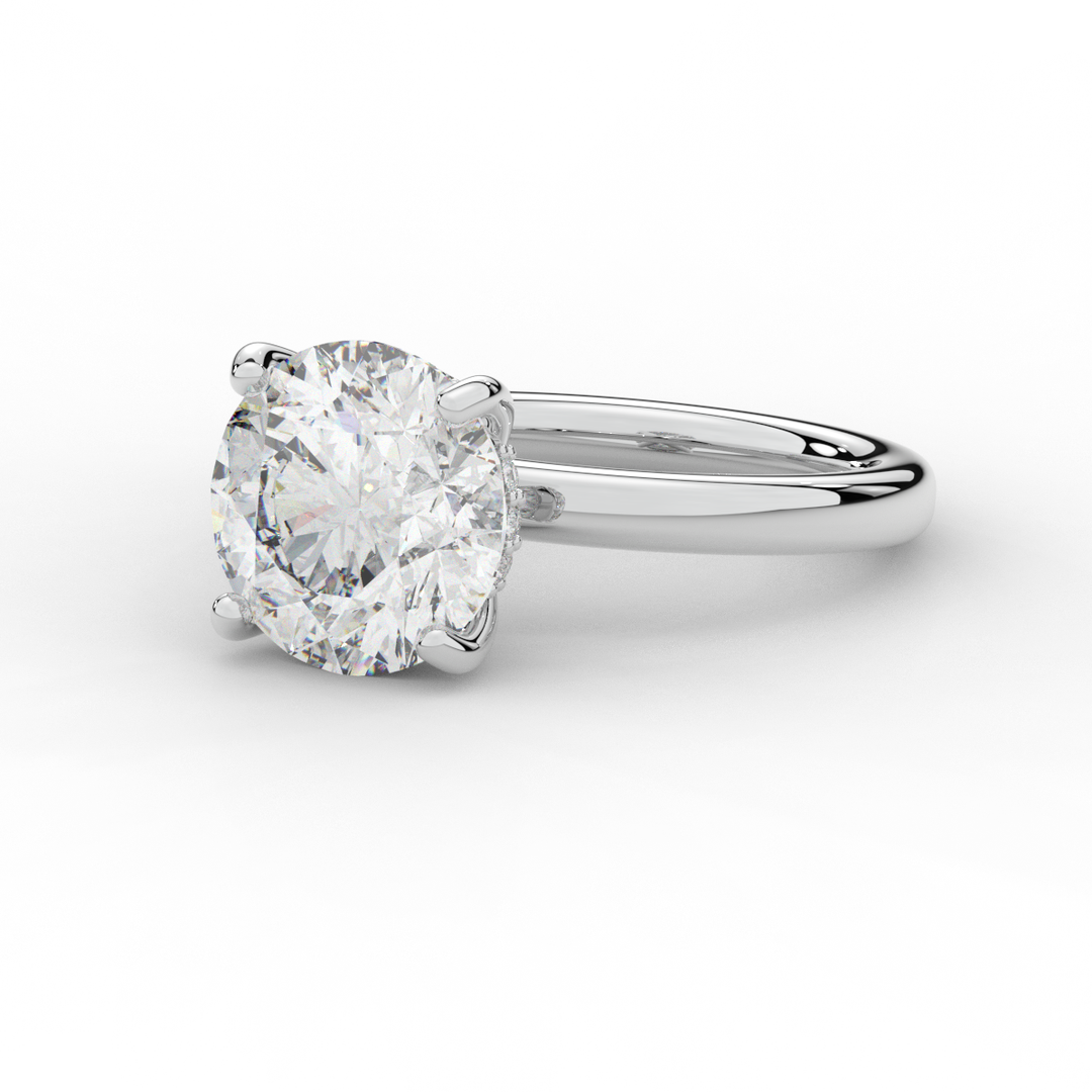 3.05CT.TW ROUND LAB DIAMOND UNDERHALO ENGAGEMENT RING - Nazarelle