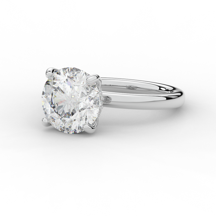 3.05CT.TW ROUND LAB DIAMOND UNDERHALO ENGAGEMENT RING - Nazarelle