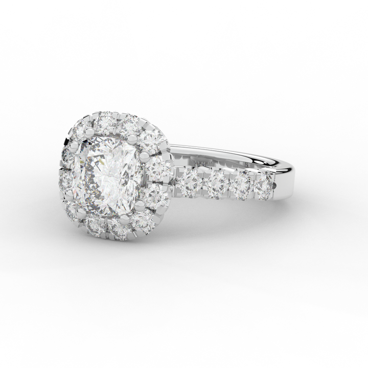 3.45CT.TW CUSHION LAB DIAMOND HALO ENGAGEMENT RING - Nazarelle