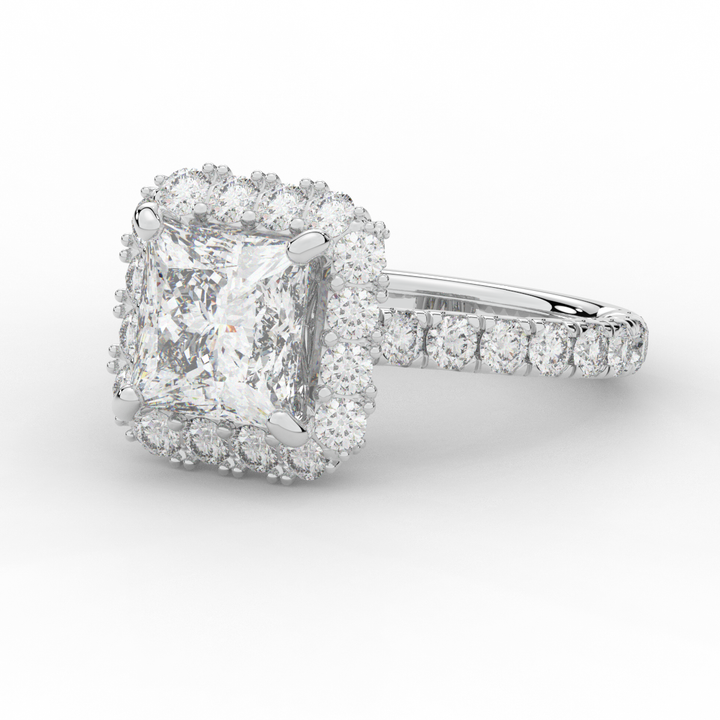 4.50CT.TW PRINCESS LAB DIAMOND HALO ENGAGEMENT RING - Nazarelle