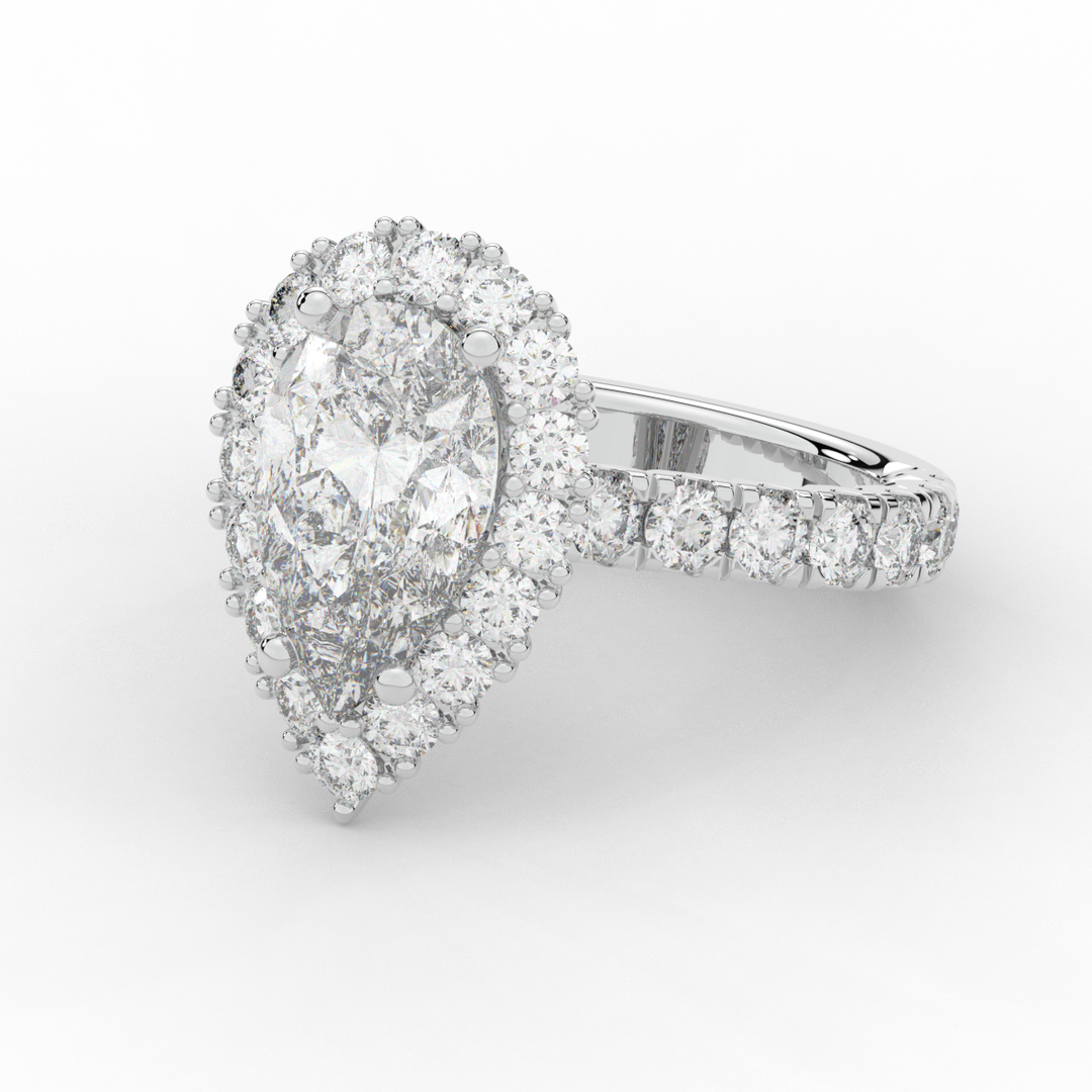 4.90CT.TW PEAR LAB DIAMOND HALO ENGAGEMENT RING - Nazarelle