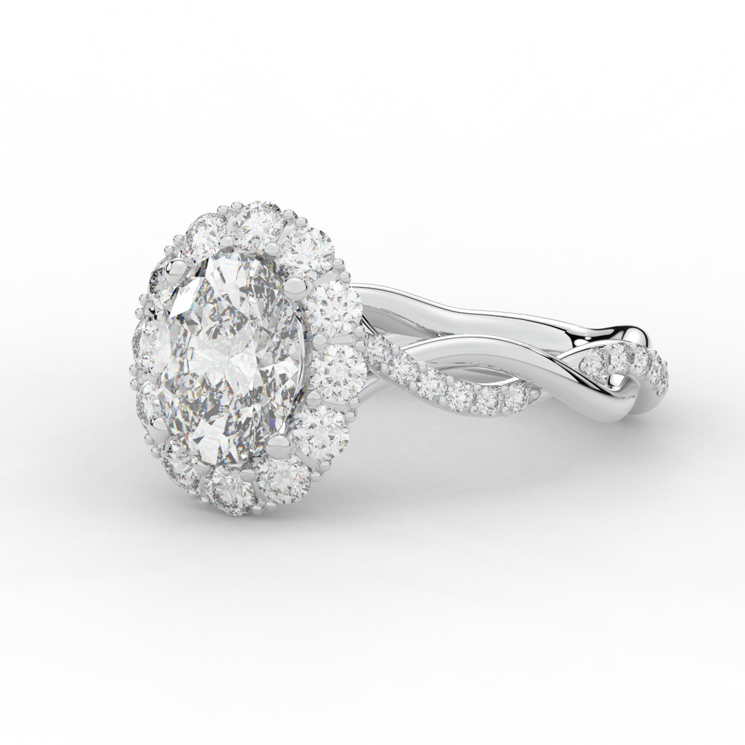 2.70CT.TW OVAL LAB DIAMOND HALO ENGAGEMENT RING - Nazarelle