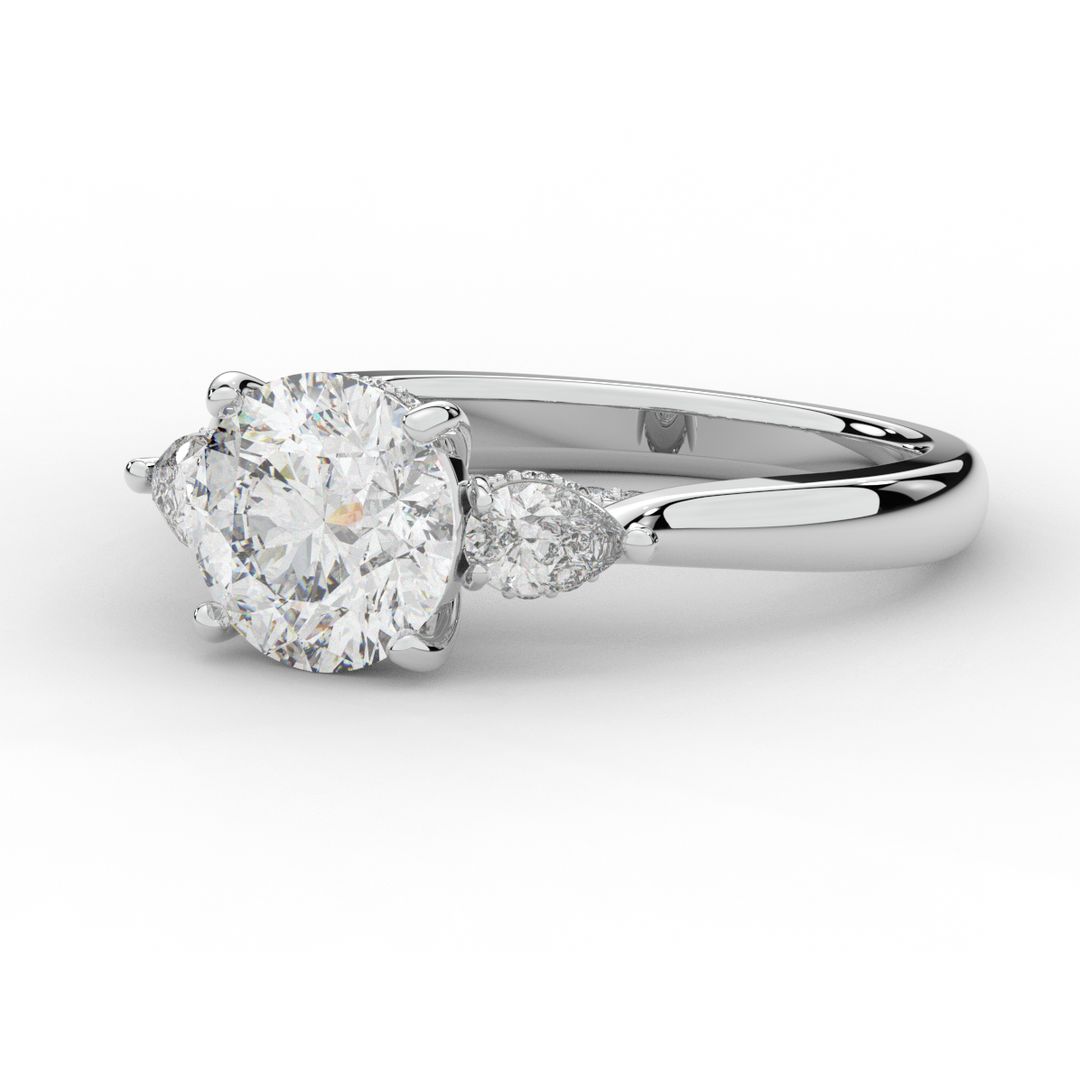 2.40CT.TW ROUND LAB DIAMOND 3 STONE ENGAGEMENT RING - Nazarelle