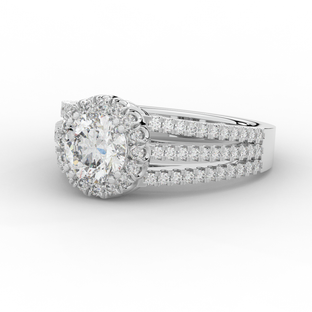 1.95CT.TW ROUND LAB DIAMOND HALO ENGAGEMENT RING - Nazarelle