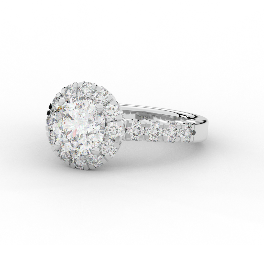 3.50CT.TW ROUND LAB DIAMOND HALO ENGAGEMENT RING - Nazarelle