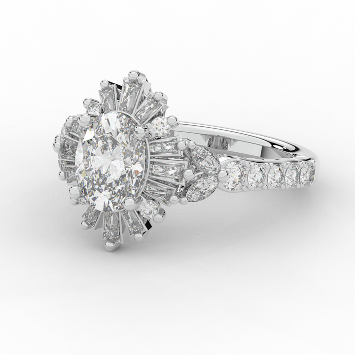 3.10CT.TW OVAL LAB DIAMOND HALO ENGAGEMENT RING - Nazarelle