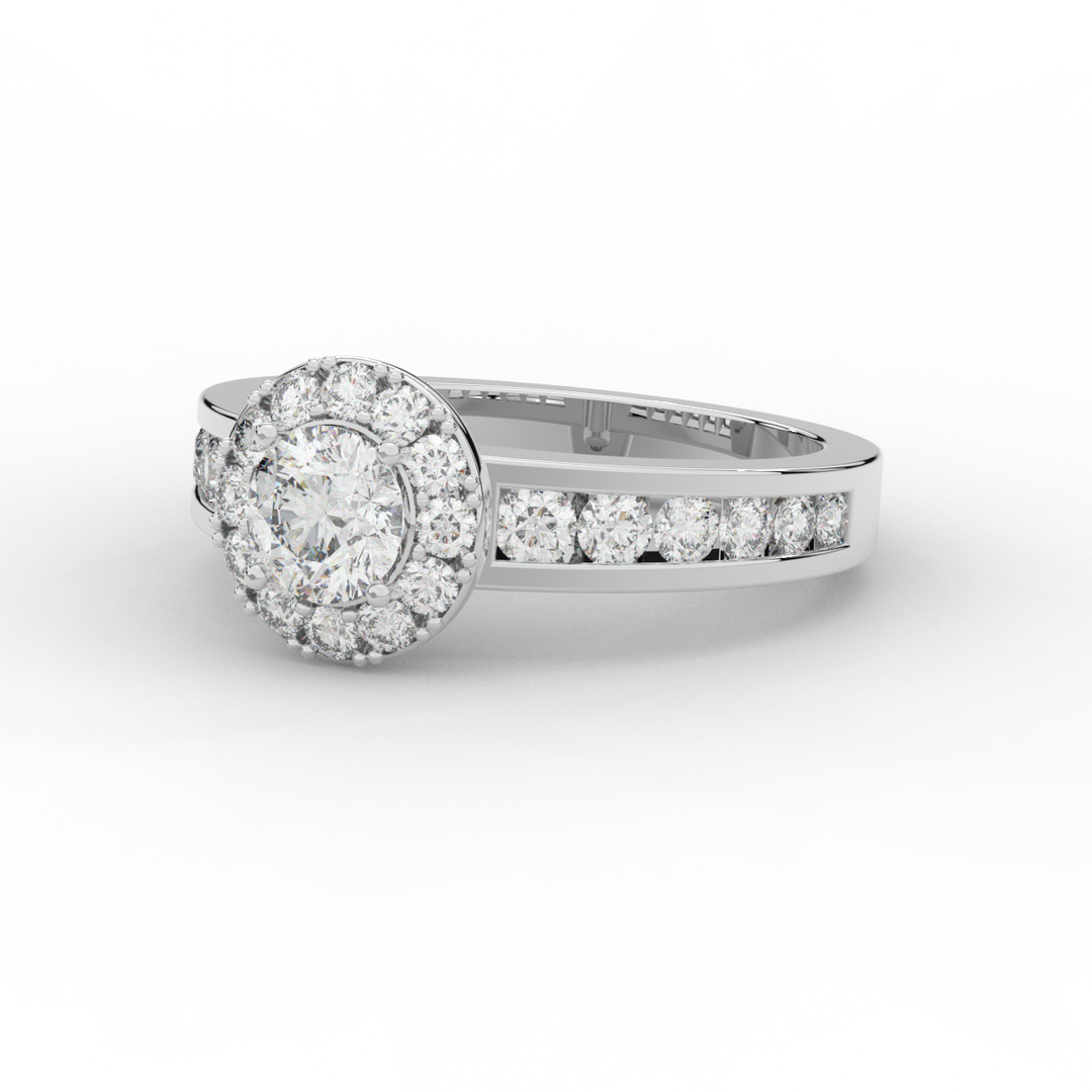 1.75CT.TW ROUND LAB DIAMOND HALO ENGAGEMENT RING - Nazarelle