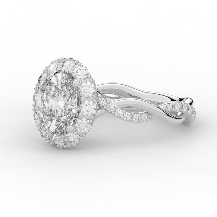 2.70CT.TW OVAL LAB DIAMOND HALO ENGAGEMENT RING - Nazarelle