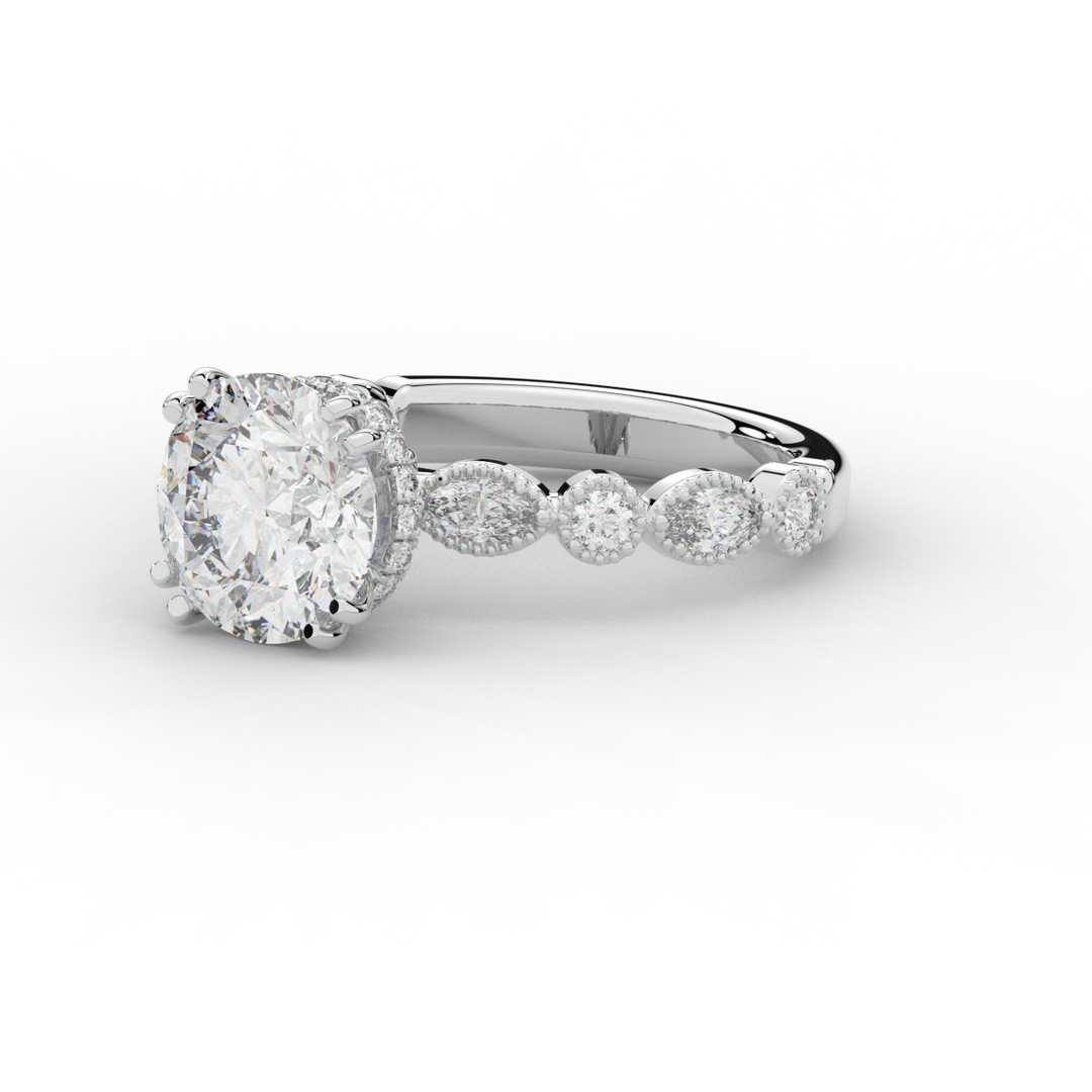 3.60CT.TW ROUND LAB DIAMOND SOLITAIRE ENGAGEMENT RING - Nazarelle