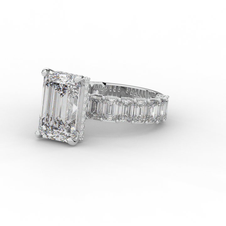 11.90CT.TW EMERALD CUT LAB DIAMOND SOLITAIRE ENGAGEMENT RING - Nazarelle