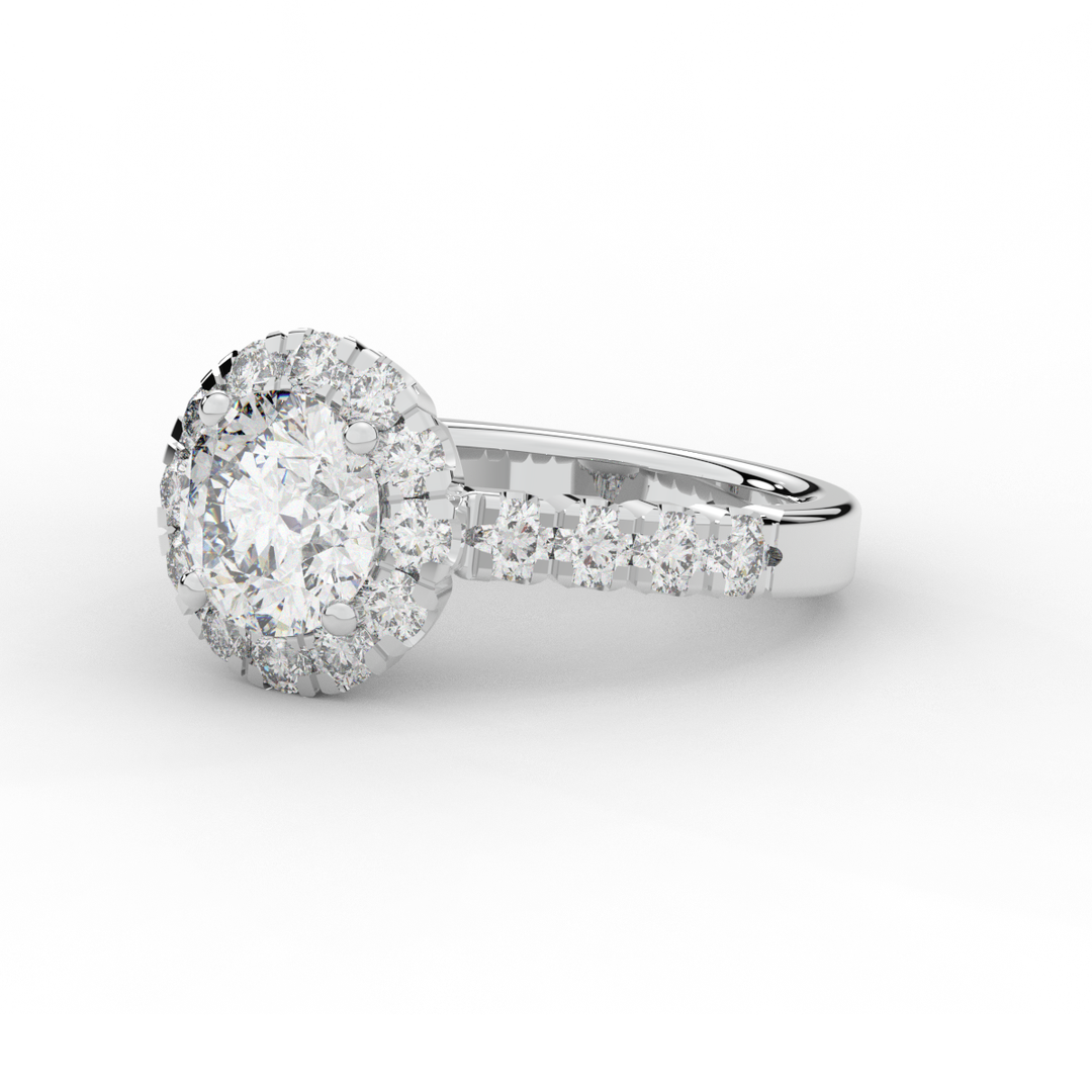 3.50CT.TW ROUND LAB DIAMOND HALO ENGAGEMENT RING - Nazarelle