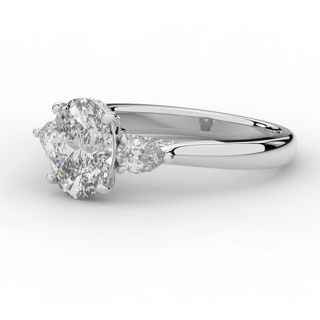 2.40CT.TW OVAL LAB DIAMOND 3 STONE ENGAGEMENT RING - Nazarelle