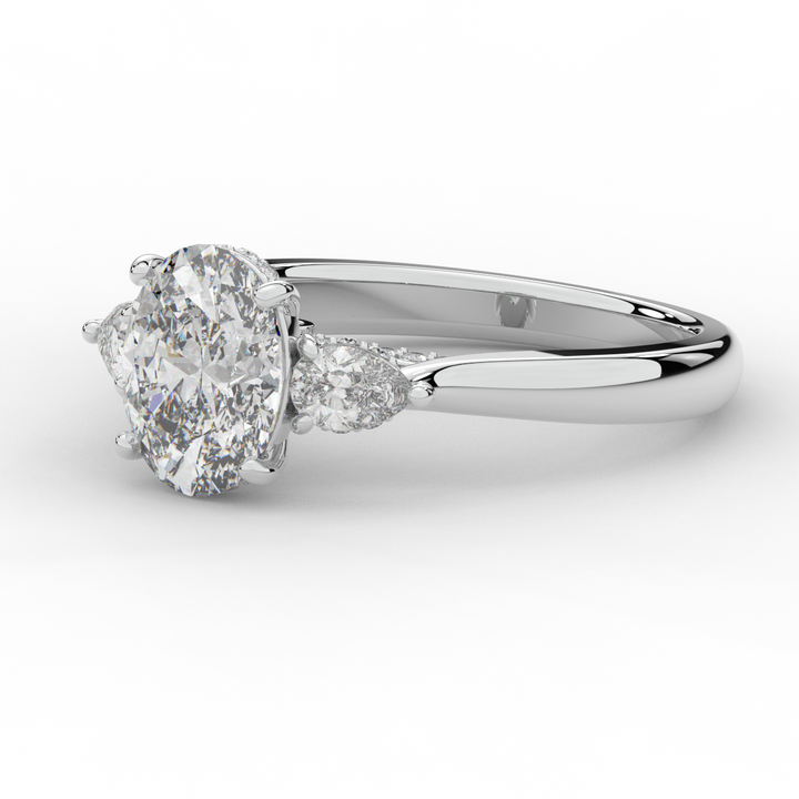 2.40CT.TW OVAL LAB DIAMOND 3 STONE ENGAGEMENT RING - Nazarelle