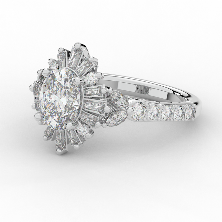 3.10CT.TW OVAL LAB DIAMOND HALO ENGAGEMENT RING - Nazarelle