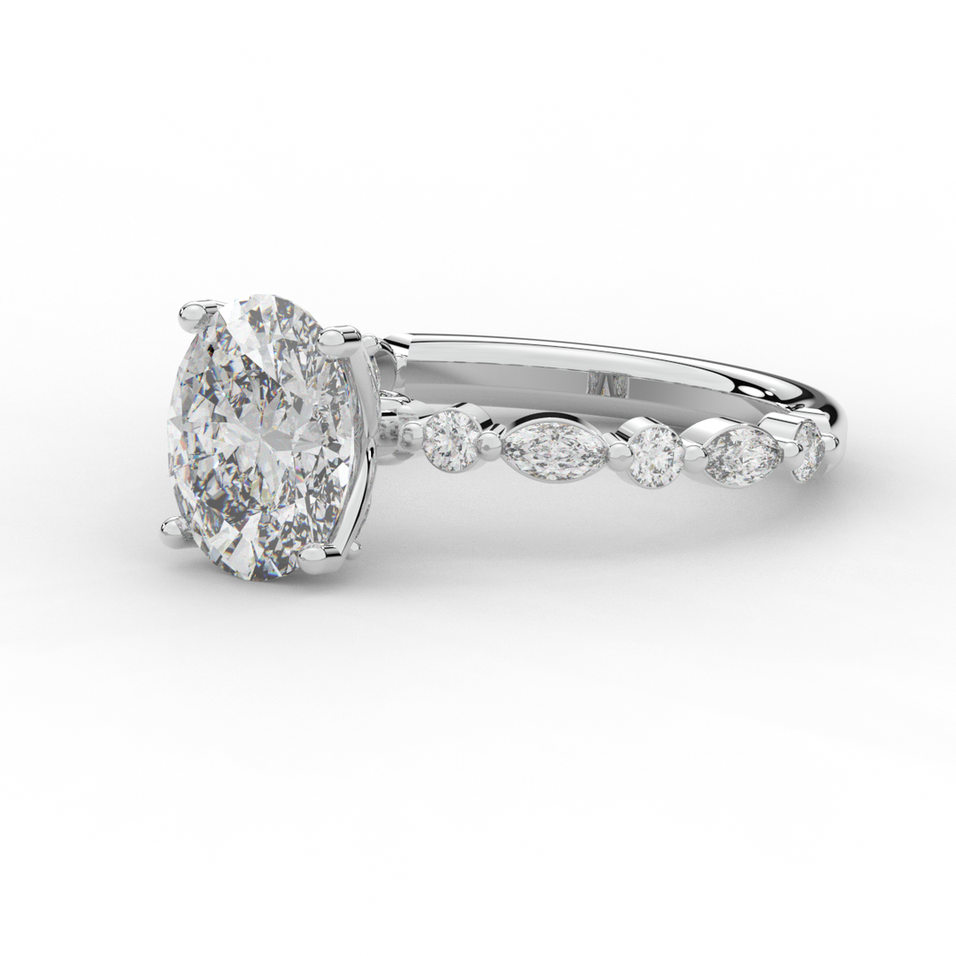 3.10CT.TW OVAL LAB DIAMOND SOLITAIRE ENGAGEMENT RING - Nazarelle