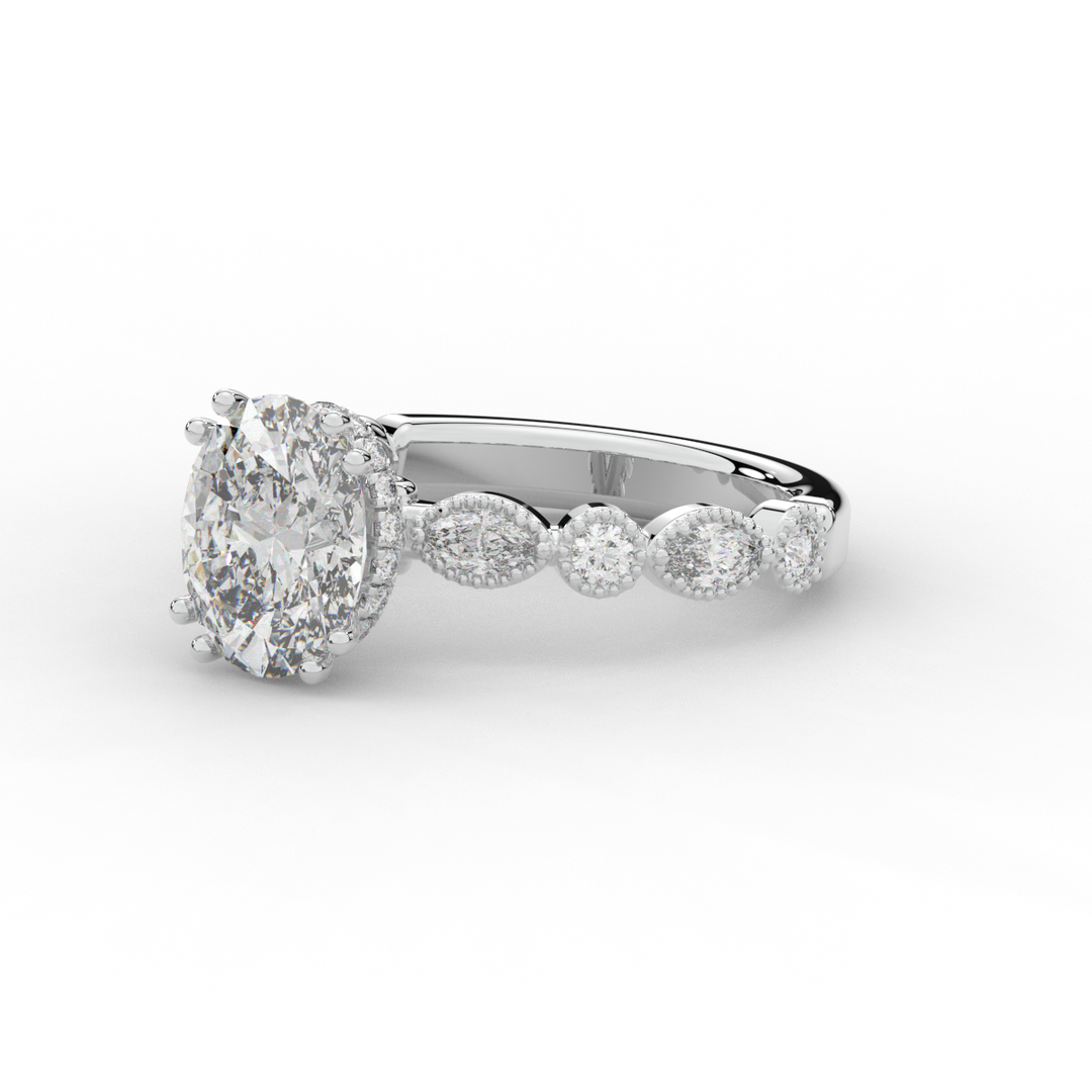 3.60CT.TW OVAL LAB DIAMOND SOLITAIRE ENGAGEMENT RING - Nazarelle