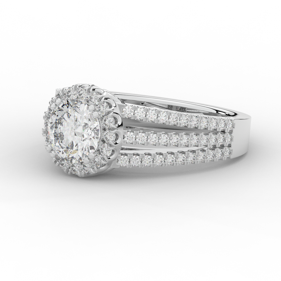 1.95CT.TW ROUND LAB DIAMOND HALO ENGAGEMENT RING - Nazarelle