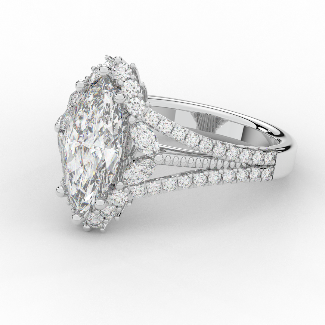 2.70CT.TW MARQUISE LAB DIAMOND HALO ENGAGEMENT RING - Nazarelle