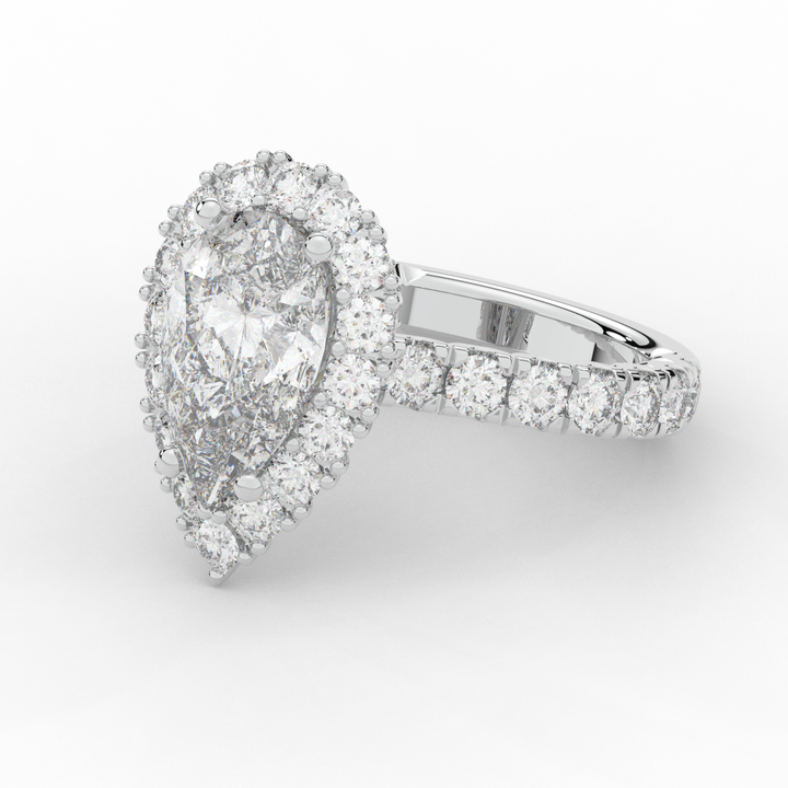 4.90CT.TW PEAR LAB DIAMOND HALO ENGAGEMENT RING - Nazarelle