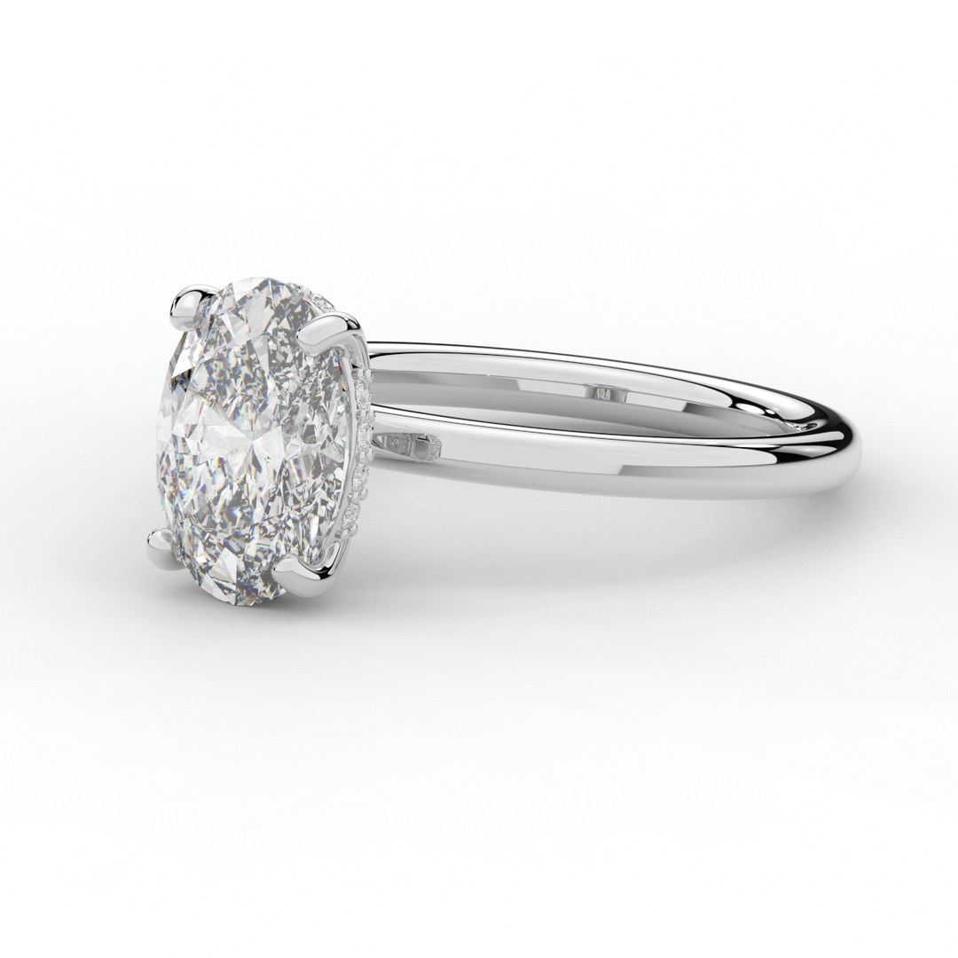 2.06CT.TW OVAL LAB DIAMOND UNDERHALO SOLIATIRE ENGAGEMENT RING - Nazarelle