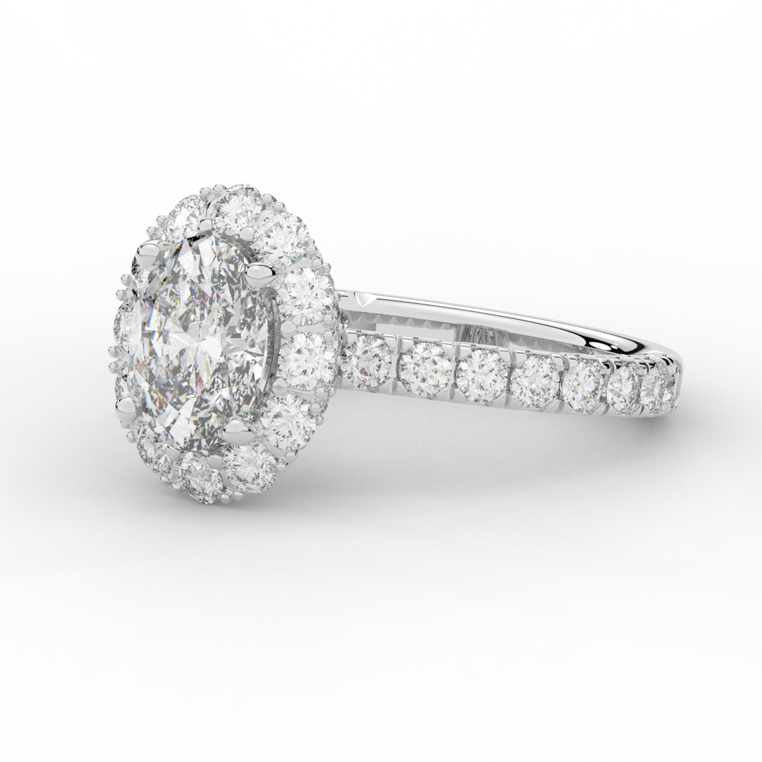 3.40CT.TW OVAL LAB DIAMOND HALO ENGAGEMENT RING - Nazarelle