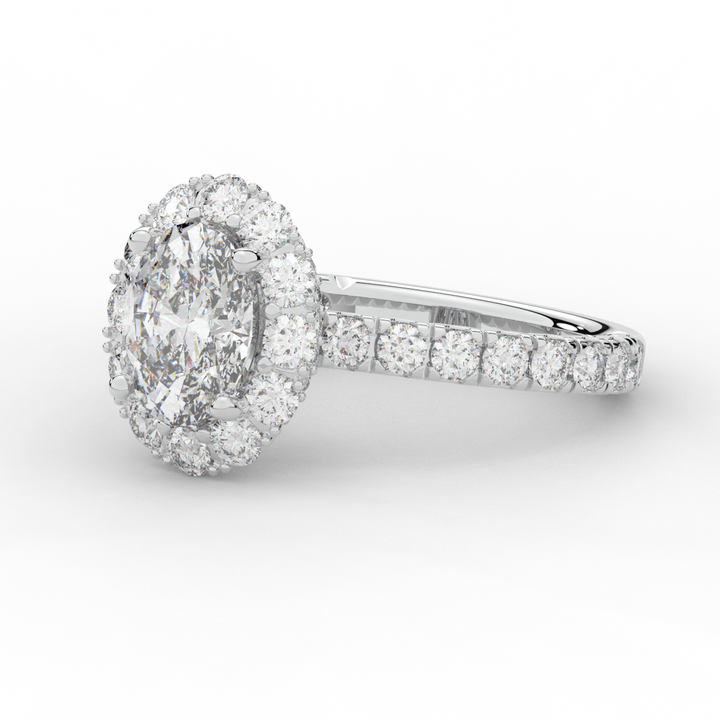 3.40CT.TW OVAL LAB DIAMOND HALO ENGAGEMENT RING - Nazarelle