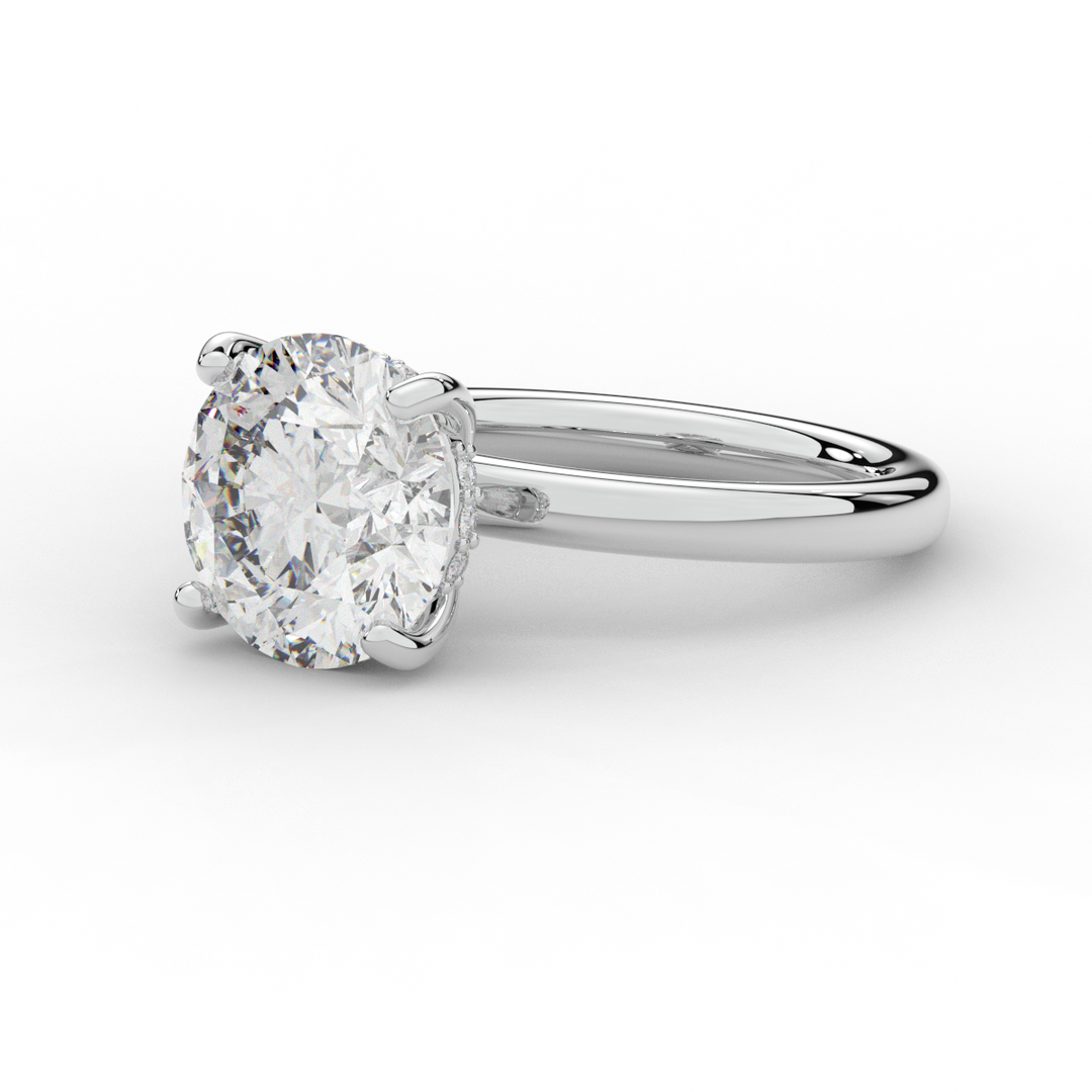 3.05CT.TW ROUND LAB DIAMOND UNDERHALO ENGAGEMENT RING - Nazarelle