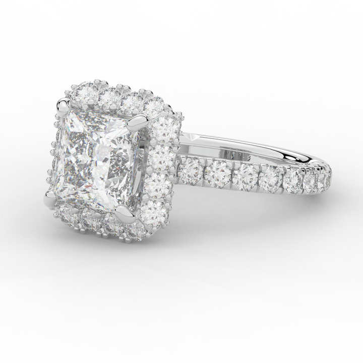 4.50CT.TW PRINCESS LAB DIAMOND HALO ENGAGEMENT RING - Nazarelle