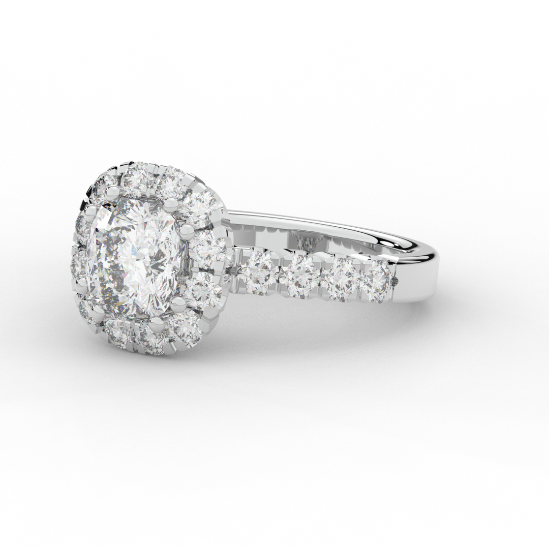 3.45CT.TW CUSHION LAB DIAMOND HALO ENGAGEMENT RING - Nazarelle