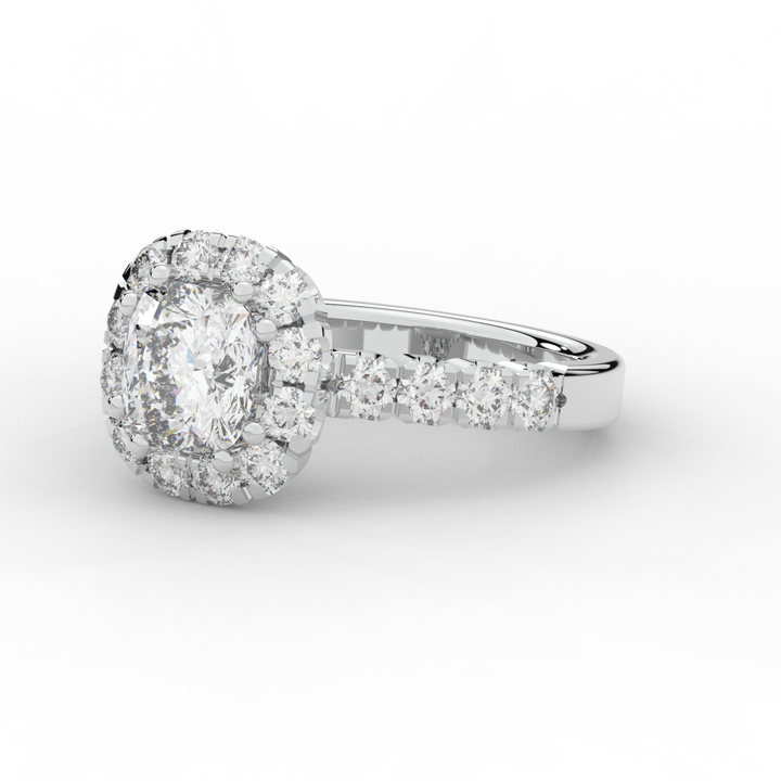 3.45CT.TW CUSHION LAB DIAMOND HALO ENGAGEMENT RING - Nazarelle