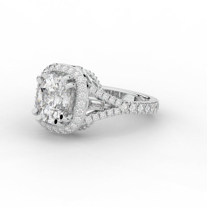 2.50CT.TW CUSHION LAB DIAMOND HALO ENGAGEMENT RING - Nazarelle