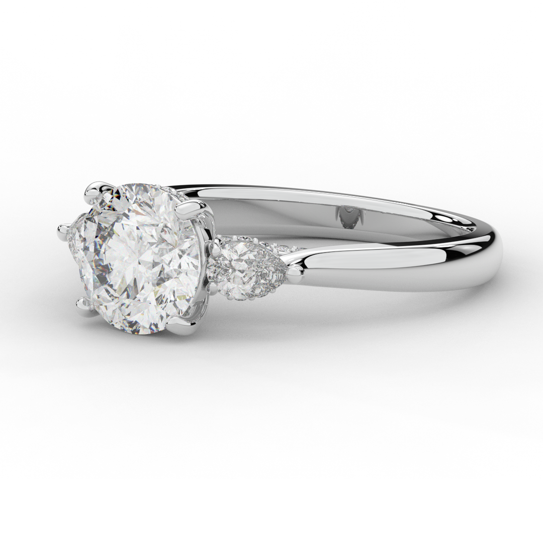 2.40CT.TW ROUND LAB DIAMOND 3 STONE ENGAGEMENT RING - Nazarelle