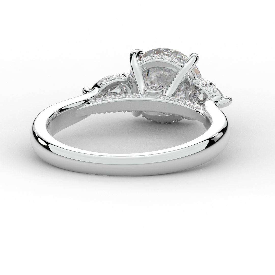 2.40CT.TW ROUND LAB DIAMOND 3 STONE ENGAGEMENT RING - Nazarelle