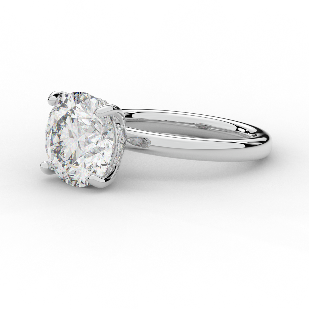 3.05CT.TW ROUND LAB DIAMOND UNDERHALO ENGAGEMENT RING - Nazarelle