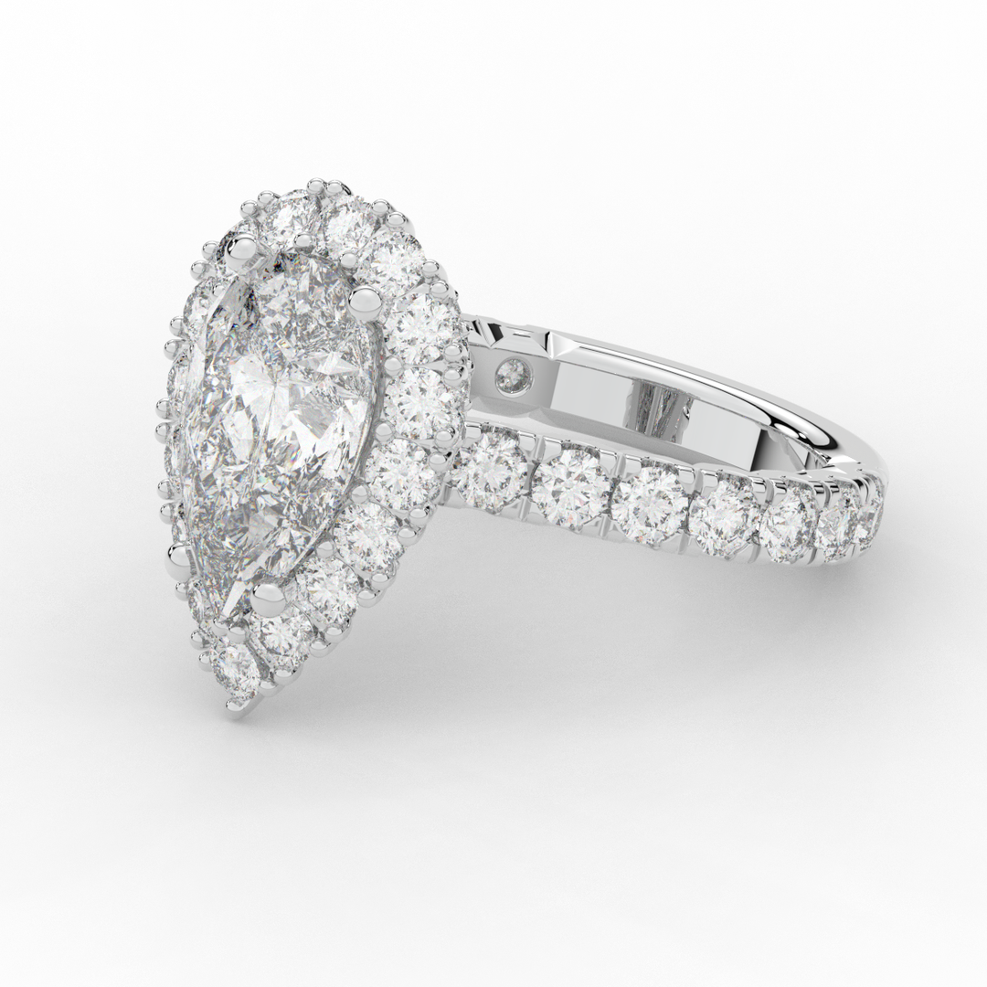 4.90CT.TW PEAR LAB DIAMOND HALO ENGAGEMENT RING - Nazarelle