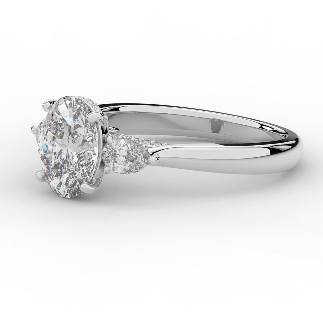 2.40CT.TW OVAL LAB DIAMOND 3 STONE ENGAGEMENT RING - Nazarelle