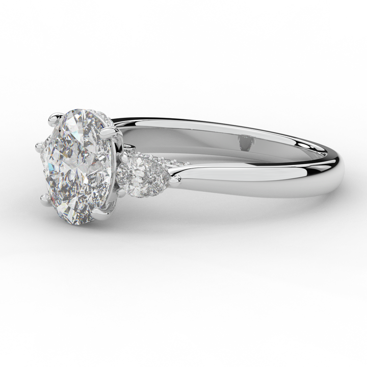 2.40CT.TW OVAL LAB DIAMOND 3 STONE ENGAGEMENT RING - Nazarelle