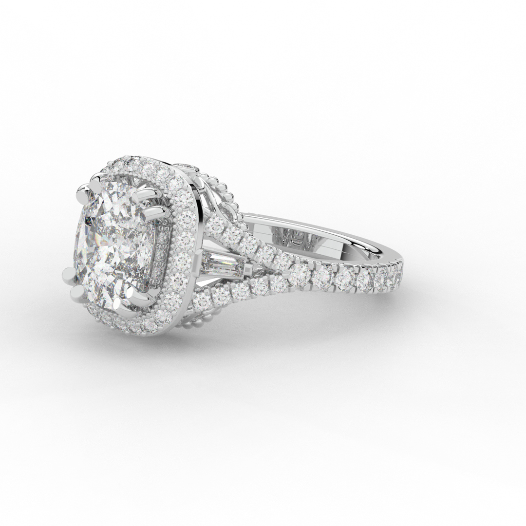 2.50CT.TW CUSHION LAB DIAMOND HALO ENGAGEMENT RING - Nazarelle