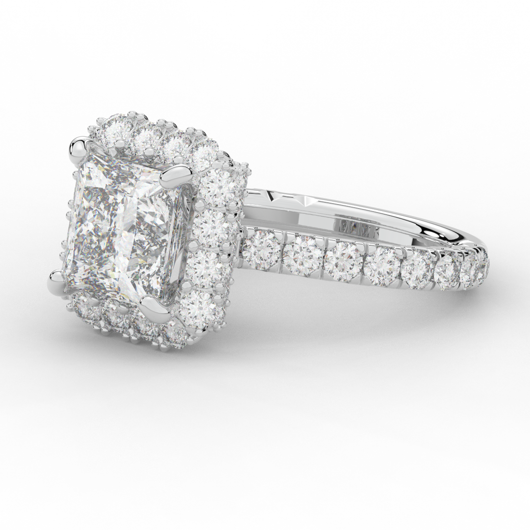 4.50CT.TW PRINCESS LAB DIAMOND HALO ENGAGEMENT RING - Nazarelle