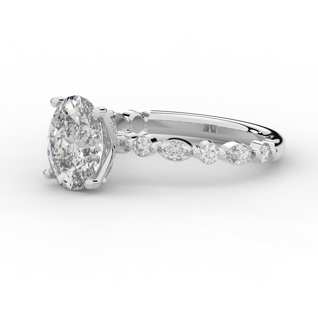 3.10CT.TW OVAL LAB DIAMOND SOLITAIRE ENGAGEMENT RING - Nazarelle