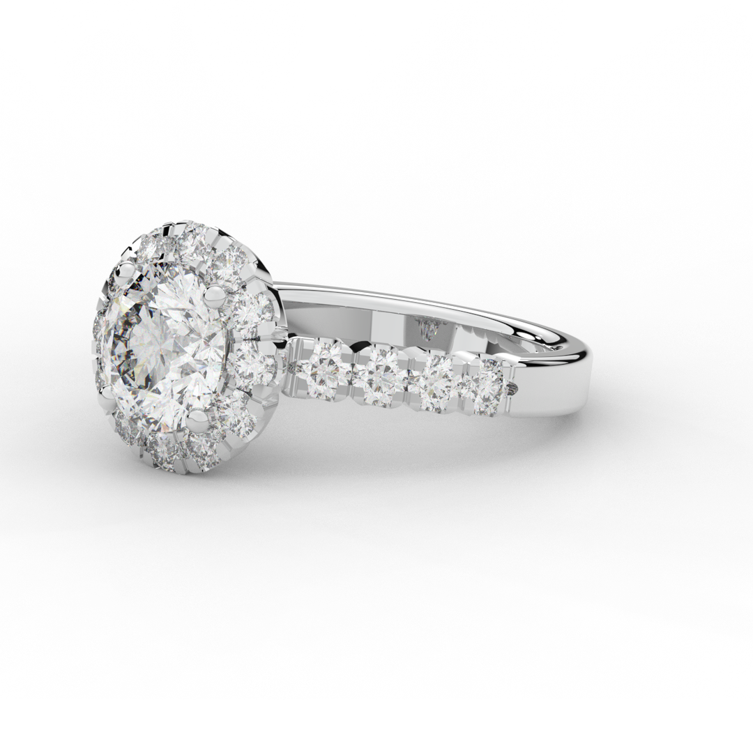 3.50CT.TW ROUND LAB DIAMOND HALO ENGAGEMENT RING - Nazarelle