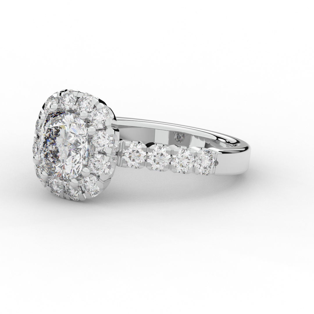 3.45CT.TW CUSHION LAB DIAMOND HALO ENGAGEMENT RING - Nazarelle