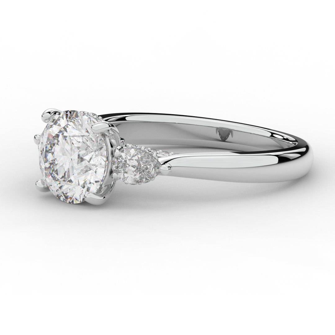 2.40CT.TW ROUND LAB DIAMOND 3 STONE ENGAGEMENT RING - Nazarelle