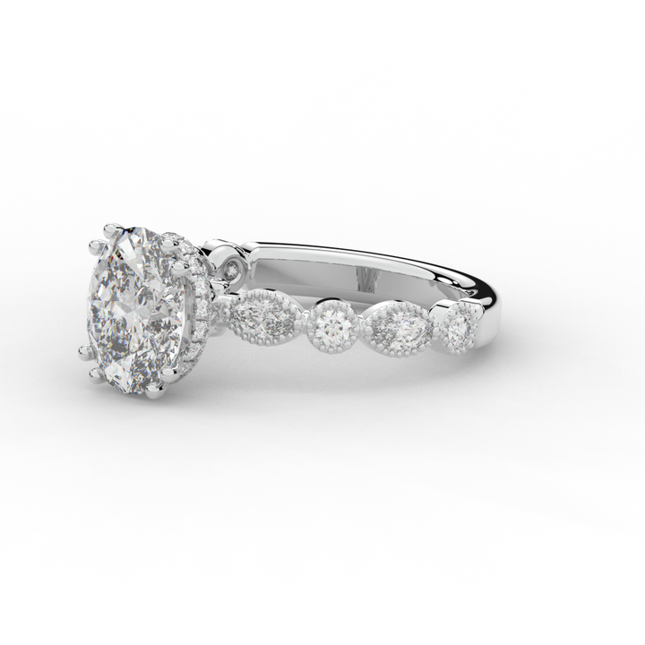 3.60CT.TW OVAL LAB DIAMOND SOLITAIRE ENGAGEMENT RING - Nazarelle