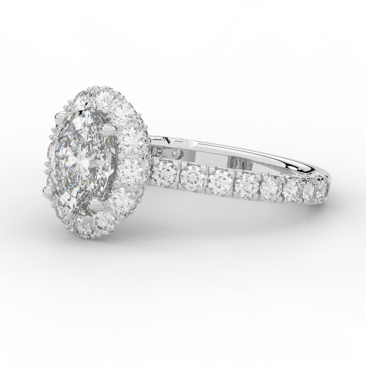 3.40CT.TW OVAL LAB DIAMOND HALO ENGAGEMENT RING - Nazarelle